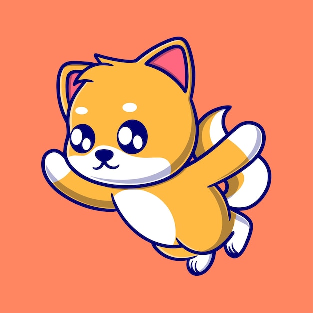Ilustración de icono de dibujos animados lindo perro mosca