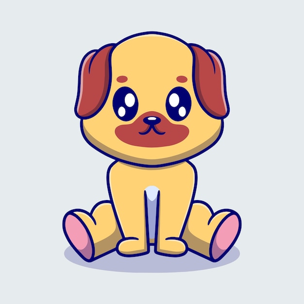 Ilustración de icono de dibujos animados lindo perro