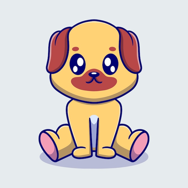 Ilustración de icono de dibujos animados lindo perro