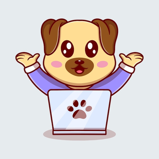 Ilustración de icono de dibujos animados lindo perro
