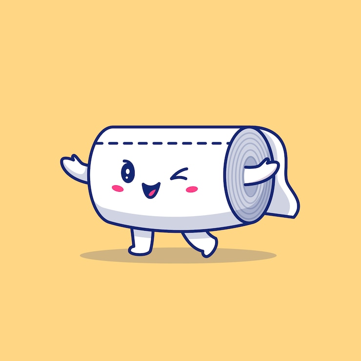 Vector ilustración de icono de dibujos animados de papel higiénico. carácter saludable de la mascota. concepto de icono médico y salud aislado