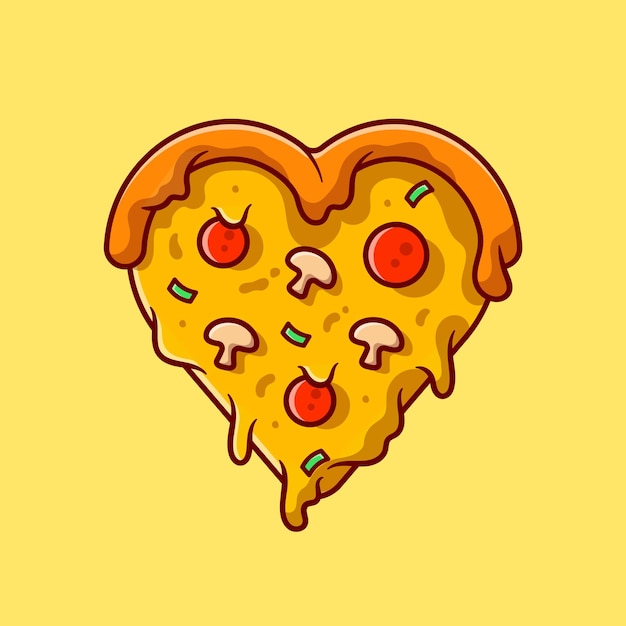 Ilustración de icono de dibujos animados de pizza de amor.