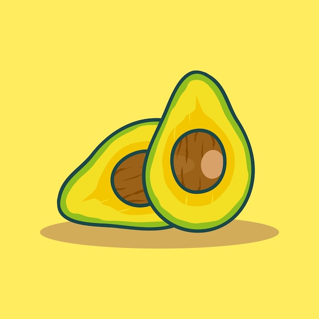 Vector ilustración de icono de dibujos animados en rodajas de fruta de aguacate fresco