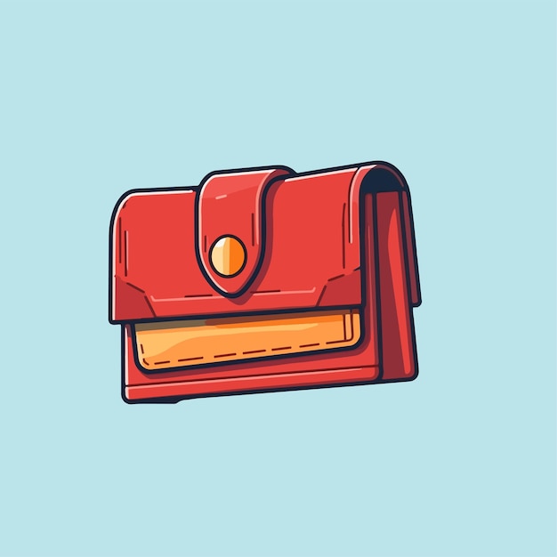 Ilustración de icono de dibujos animados de vector de una billetera que almacena dinero y tarjetas de diseño plano para accesorios