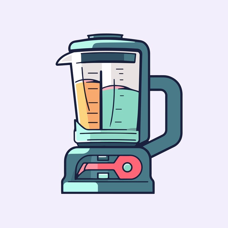 Vector ilustración de icono de dibujos animados de vector de un estilo plano de licuadora para tecnología de jugo de frutas y verduras