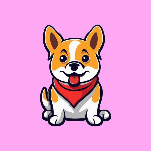 Ilustración de icono de dibujos animados de vector libre lindo perro sacando la lengua