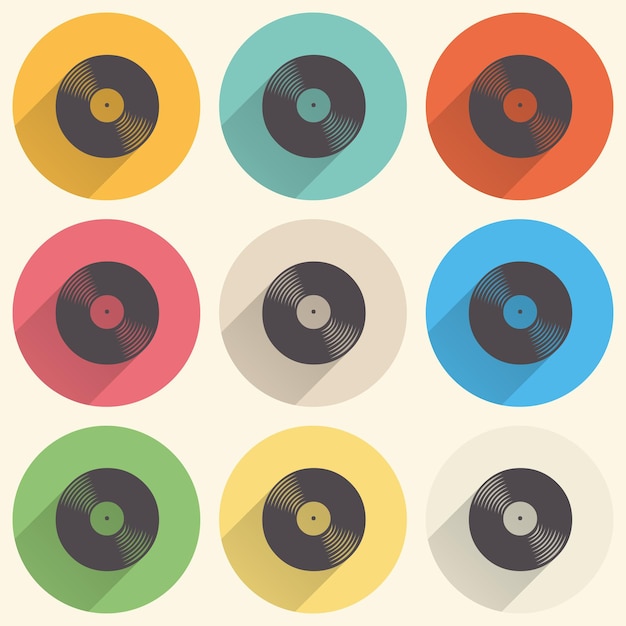 Vector ilustración de icono de discos de vinilo, patrón de música. portada creativa y de lujo