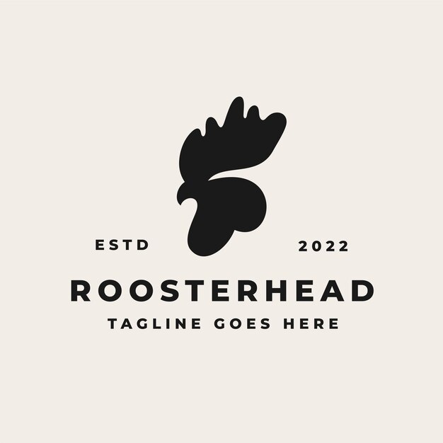 Ilustración de icono de diseño de logotipo de cabeza de gallo hipster vintage