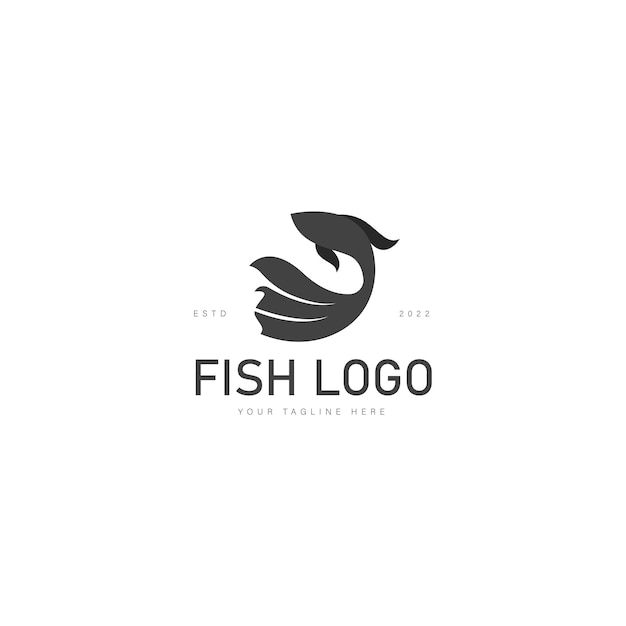Ilustración de icono de diseño de logotipo de pez luchador siamés