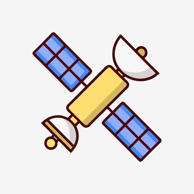 Ilustración del icono del diseño vectorial del satélite fondo blanco