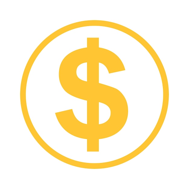Ilustración del icono del dólar vectorial sobre fondo blanco