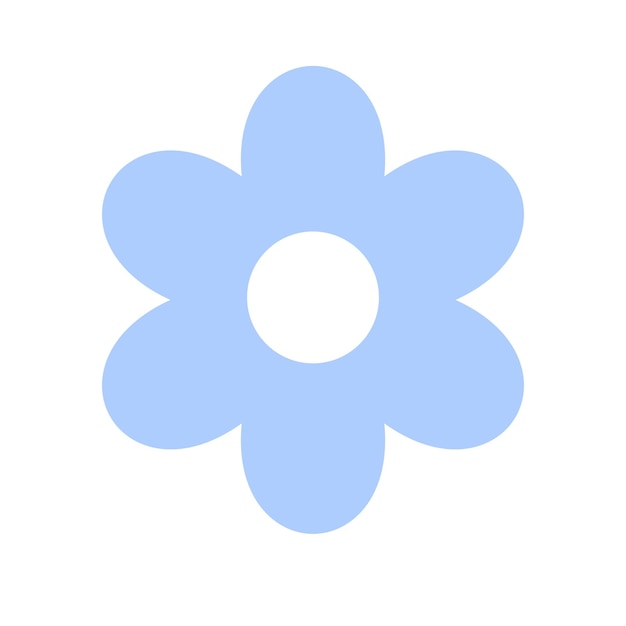 Ilustración de icono de elemento simple de flor de margarita aislado en azul blanco