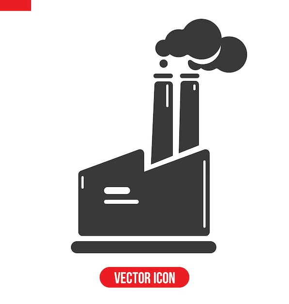 Vector ilustración de un icono de fábrica gris aislado