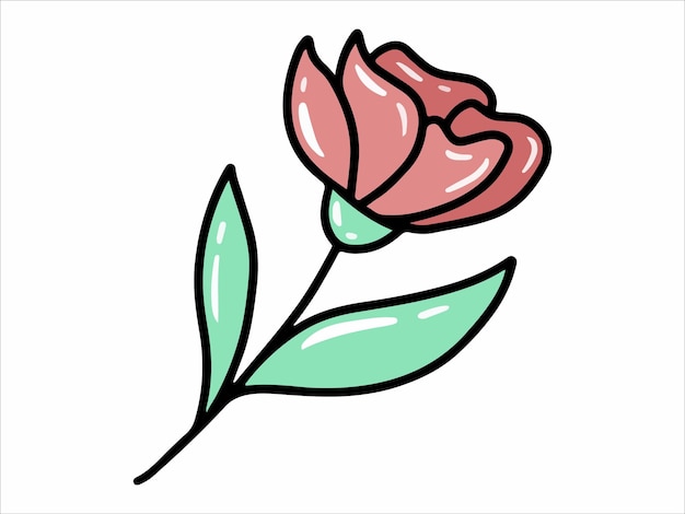 Ilustración de icono de flor rosa roja