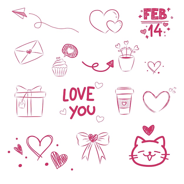 Ilustración de icono de formas de San Valentín de corazón