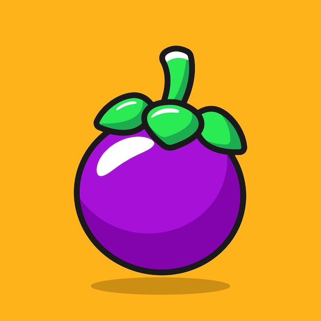 Ilustración del icono de la fruta del mangostán Alimentos Naturaleza Concepto vectorial de dibujos animados
