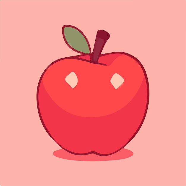 ilustración de icono de fruta de manzana roja de dibujos animados vectoriales