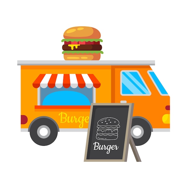 Vector ilustración de icono de hamburguesa de comida de camión diseño vectorial