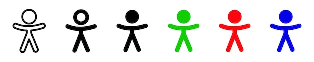 Ilustración de icono humano Símbolo vectorial masculino simple Ilustración gráfica aislada Silueta de persona Conjunto de símbolos de niño Ícono masculino en diseño vectorial
