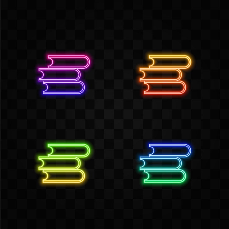 Vector ilustración de icono de libro de texto estilo neón