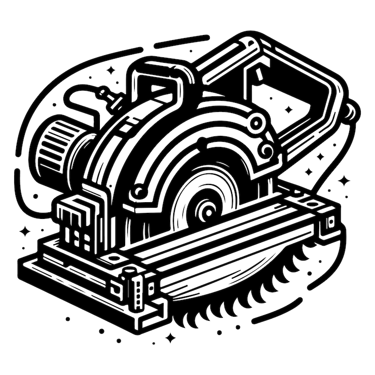Vector ilustración del icono de la línea de arte de la sierra vectorial speindustrial en blanco y negro