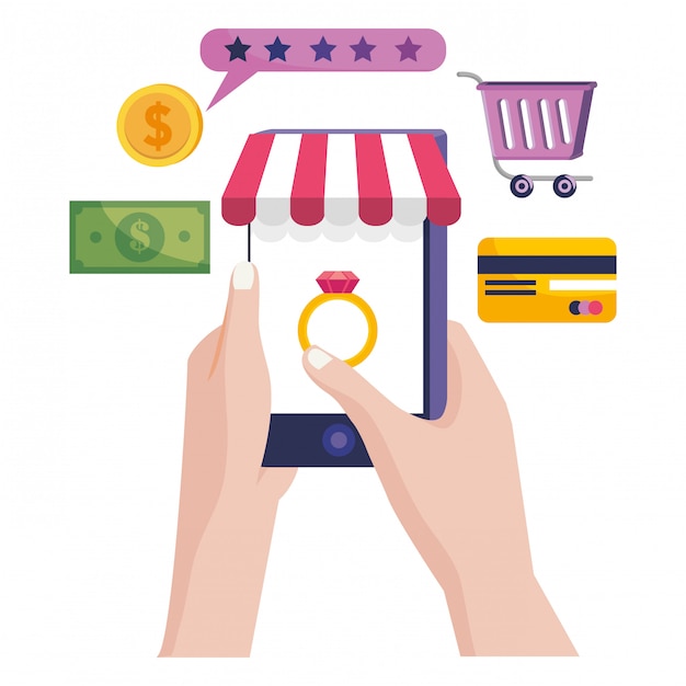 Ilustración de icono en línea de compras