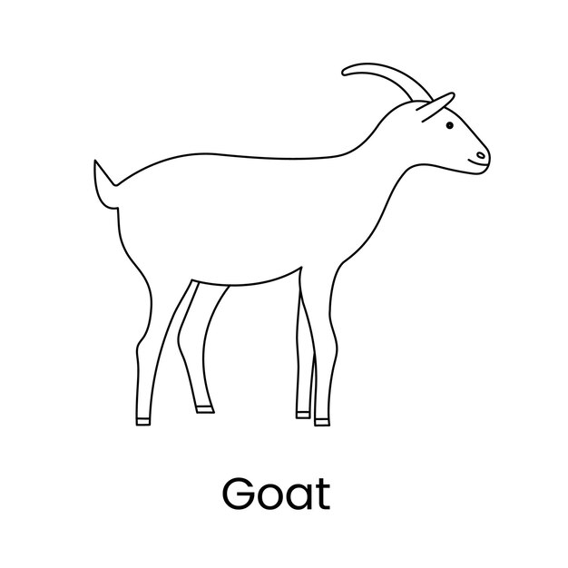 Ilustración del icono de línea vectorial de cabra de un animal de granja