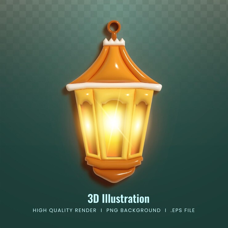 Vector ilustración de icono de linterna 3d en estilo de representación 3d elementos vectoriales gratuitos adecuados para la luna de ramadán