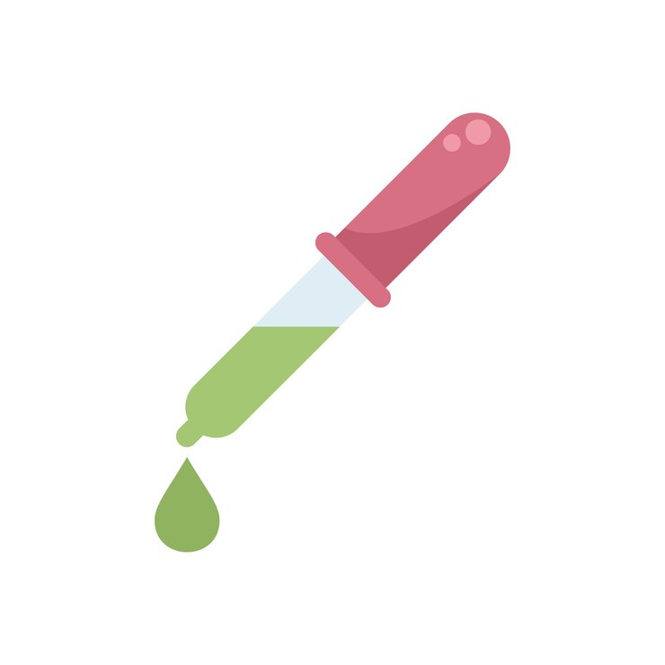 Vector ilustración del icono de líquido verde que gotea con el gotero químico