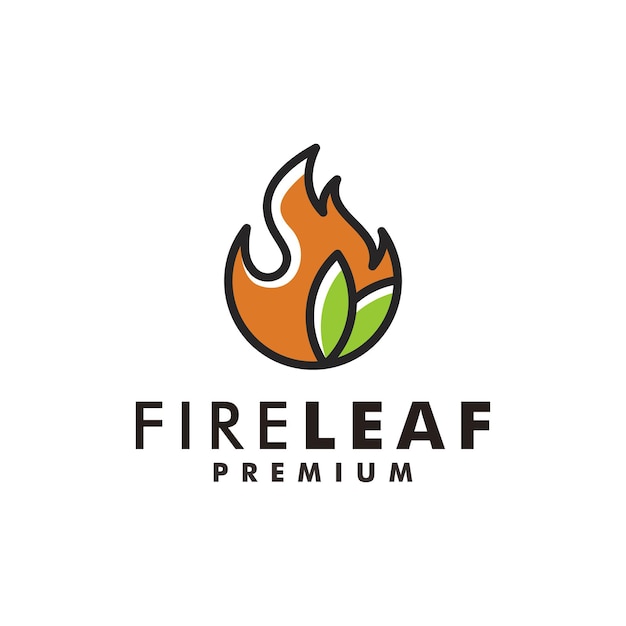 Ilustración de icono de llama caliente de diseño de logotipo de hoja de fuego de naturaleza