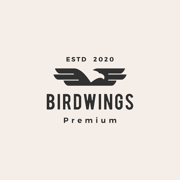 Ilustración de icono de logo vintage de ala de pájaro hipster