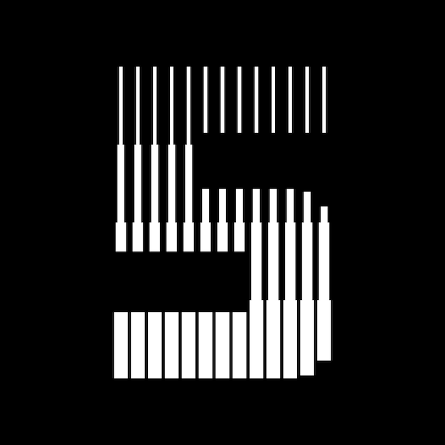 Ilustración del icono del logotipo de las 5 líneas numéricas