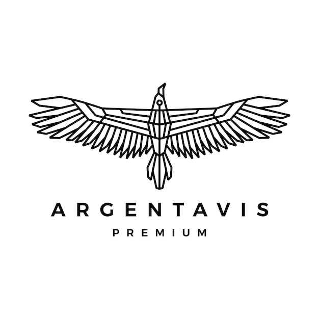 Ilustración del icono del logotipo del esquema del monoline del pájaro de Argentavis