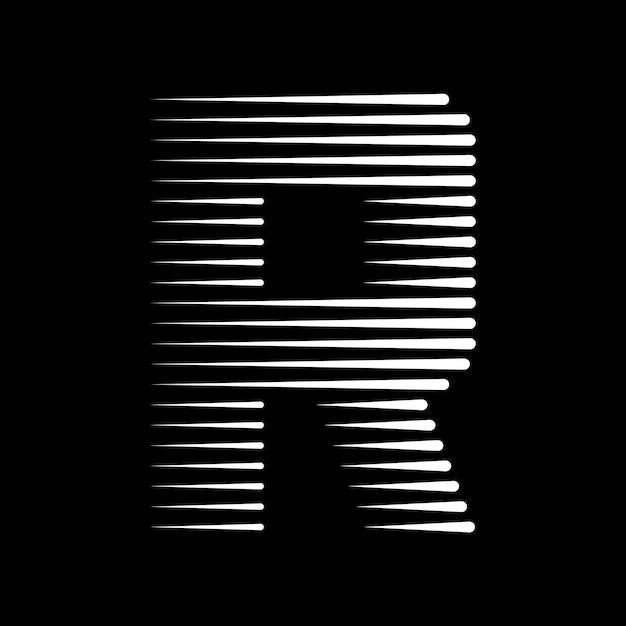 Ilustración del icono del logotipo de las líneas de la letra R