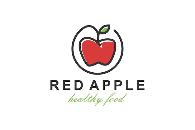 Ilustración del icono del logotipo del vector de frutas frescas de manzana roja