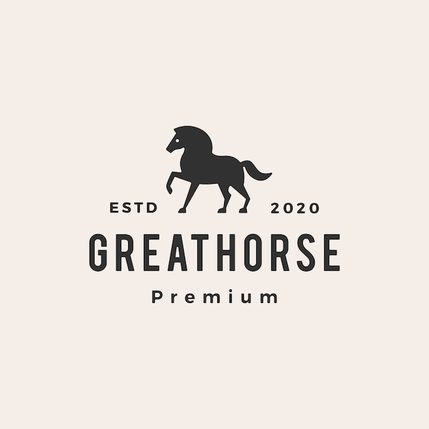 Ilustración de icono de logotipo vintage hipster de caballo