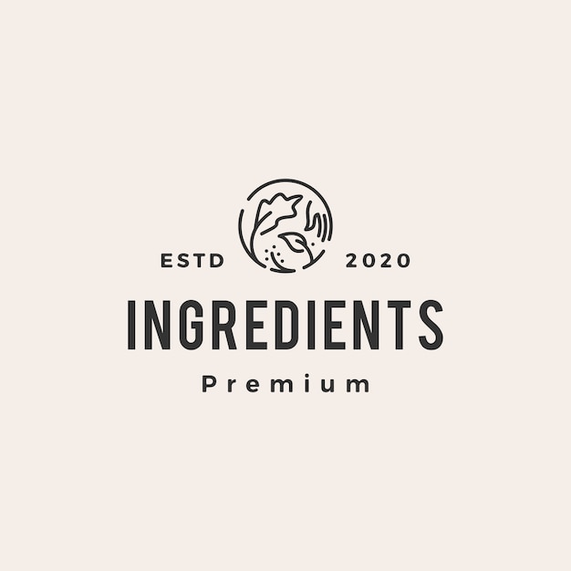 Ilustración de icono de logotipo vintage de ingredientes