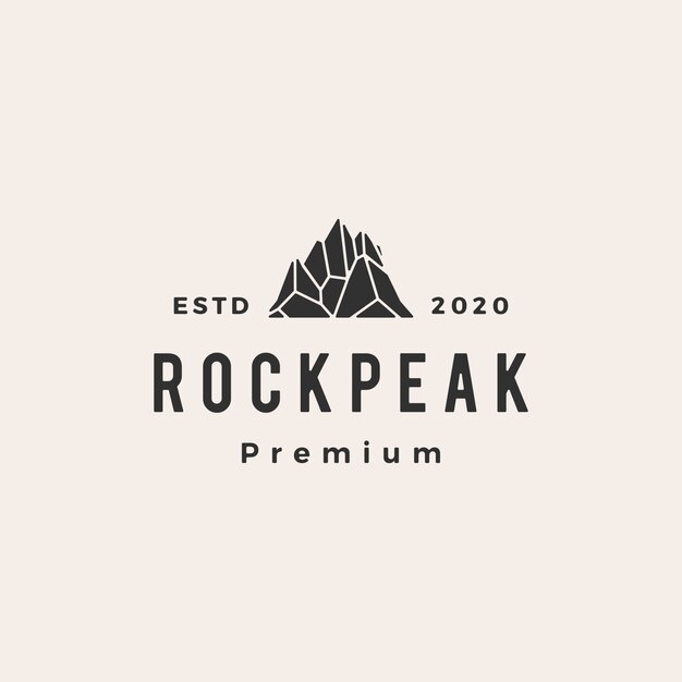 Vector ilustración de icono de logotipo vintage de rock peak mount stone hipster