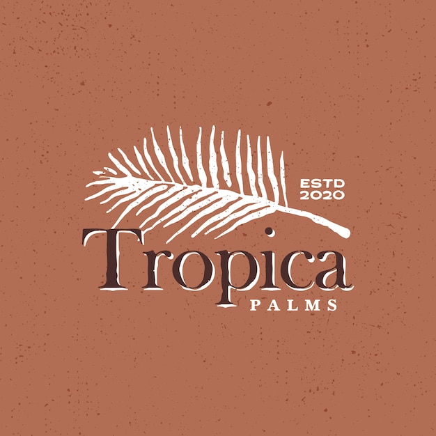 Vector ilustración de icono de logotipo vintage tropical de hoja de palma