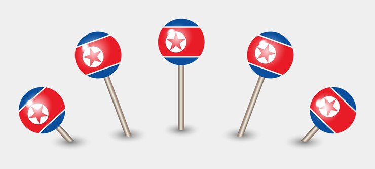 Vector ilustración del icono del marcador del mapa de la bandera nacional de corea del norte