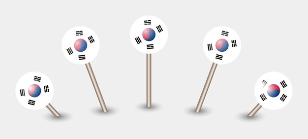 Ilustración del icono del marcador del mapa de la bandera nacional de Corea del Sur