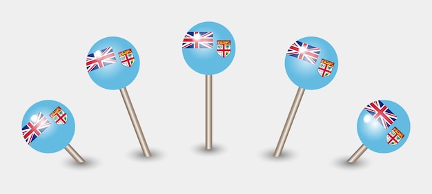 Ilustración del icono del marcador del mapa de la bandera nacional de Fiji