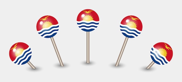 Ilustración del icono del marcador del mapa de la bandera nacional de Kiribati