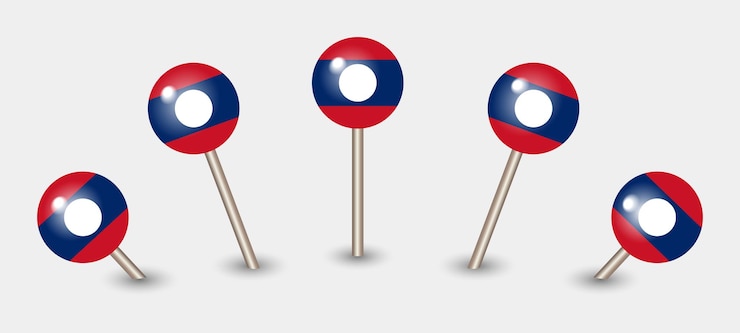 Vector ilustración del icono del marcador del mapa de la bandera nacional de laos