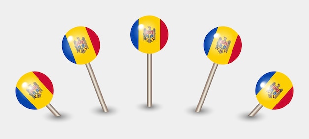 Ilustración del icono del marcador del mapa de la bandera nacional de Moldavia