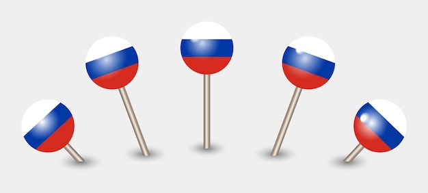 Ilustración del icono del marcador del mapa de la bandera nacional de Rusia
