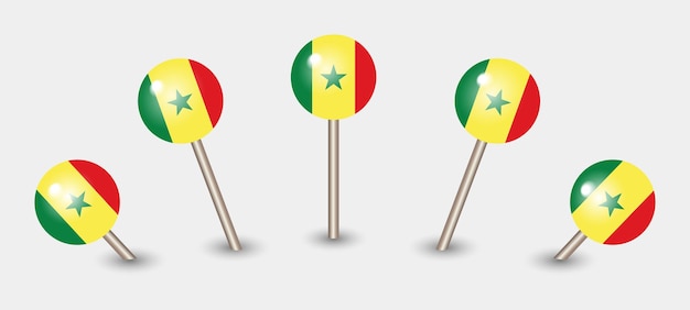 Ilustración del icono del marcador del mapa de la bandera nacional de Senegal