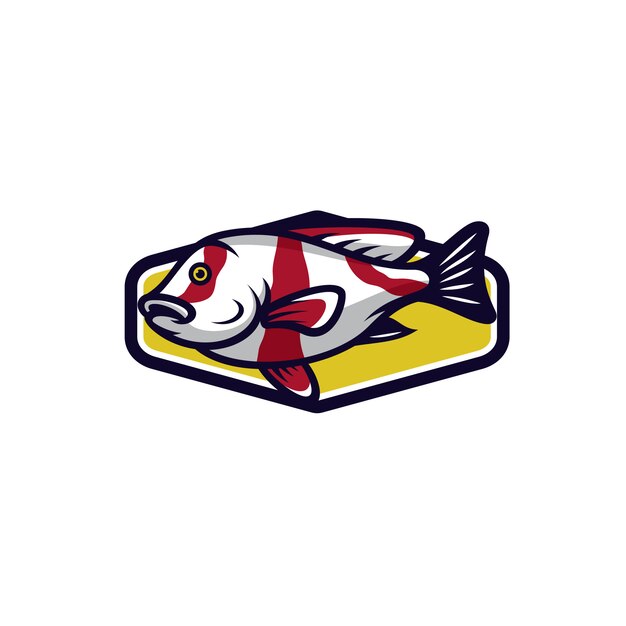 Ilustración de icono de mascota de vector de pescado