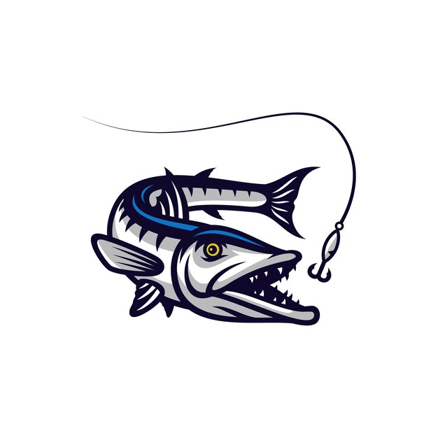 Ilustración de icono de mascota de vector de pescado