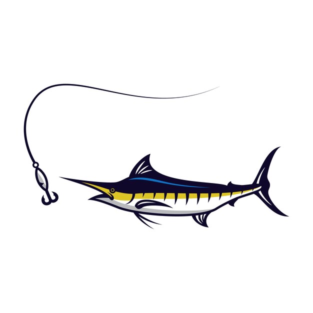 Ilustración de icono de mascota de vector de pescado